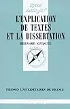 L'explication de textes et la dissertation